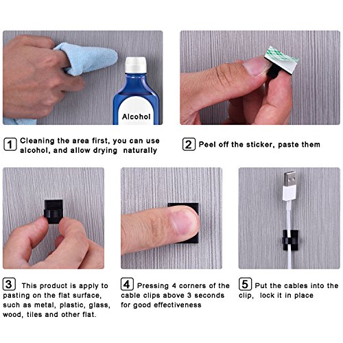 image for eBoot Upgraded (100 Pieces, 2 Sizes) Adhesive Cable Clips Car Cable Wi