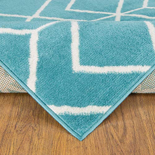 Antep Rugs Kashan King Collection Trellis Polypropylene Area Rug (Blue