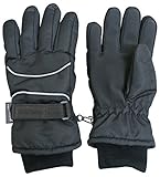 N'Ice Caps Kids Bulky Thinsulate Waterproof Winter Snow Ski Glove With Ridges (10-12yrs, Black/Grey Reflector)