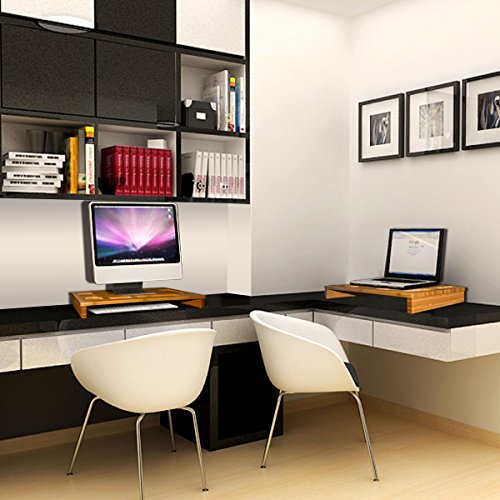 Bamboo Monitor Stand Riser, ANKO 100% Natural Bamboo Monitor Riser with Storage Organizer, Laptop, Cellphones, Cup and Daily Supplies for Home & Office. (NATURAL- 1 PACK) - Thumbnail 6