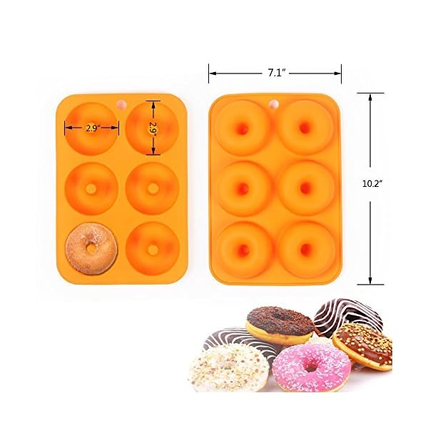 LoveS (2pcs) 6Cavity Silicone Donut Baking Pan/NonStick Donut Mold, Dishwasher, Oven