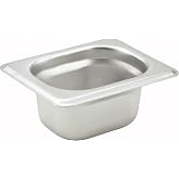 Winco 1/18 Size Pan, 2-Inch, Stainless Steel | Dishwasher safe, Heavy-duty, Reinforced corners, NSF certified, Great for Steam Tables, Catering and Food Preparation