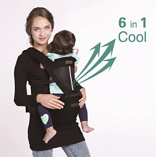 Vedar Newborn Black Baby Carrier 6-in-1 Soft Baby Carrier Backpack Kangaroo and Front Baby Sling Carrier for Women and Men