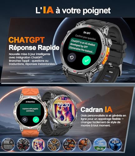 Rmana AMOLED Men's GPS Smart Watch, Bluetooth Calling, Smart Watch for Android and iPhone, 100+ Sports Modes, 3ATM Waterproof Men's Sports Watch with Compass (1.6)