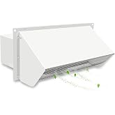 Wall Vent Cap for Microwave &amp; Range Exhaust Vent Hood, 3-1/4" x 10" Exhaust Vent, White, for Kitchen Bathroom RV Exterior Duct Ventilation