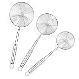 VANVENE Stainless Steel Strainer Skimmer Set Of 3 Pieces 15, 15.5 & 16.5 Inches Asian Spider Strainer With Spiral Mesh Ladle For Spaetzle/Pasta/Chips By Cocina NomNom