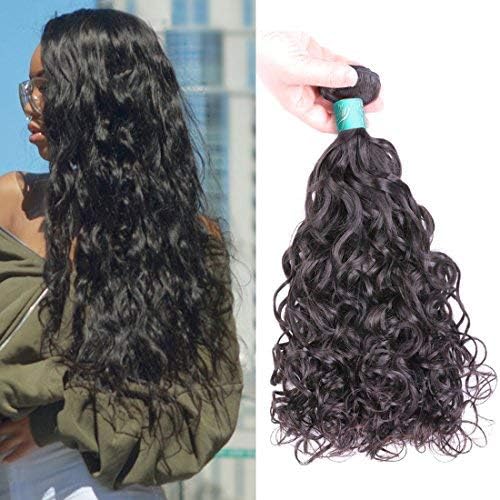 BLY Brazilian Natural Loose Wave Virgin Human Hair Wet and Wavy 3 Bundles Weft-8A Unprocessed Beach Wave Curly Hair Extensions Weave(10 12 14inches)