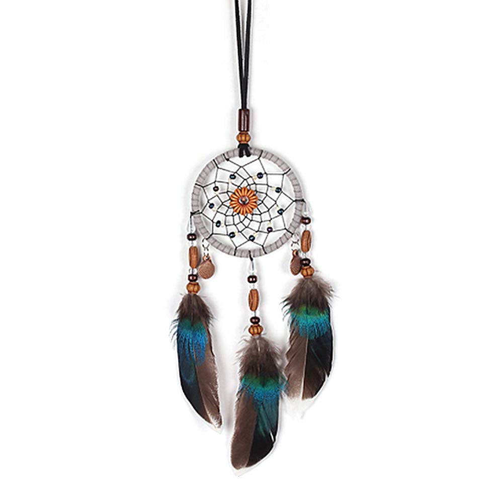 NA Dream Catcher Wind Chimes Small Boho Charms Handmade Feather for Car Hanging Decorations