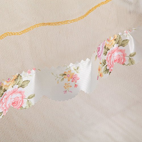 JQWUPUP Luxury Mosquito Net Bed Canopy by 4 Corner Poster Princess Lace Netting Bedding For Girls, Toddlers & Adults - Bedroom Decor Block Insects (King Size, Beige)