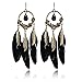 Carfeny Bohemian Black Feather Tassel Dangle Earrings Vintage Gold Plated Hallow Out Chandelier Drop Earrings for Women