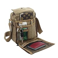 JIAHG Men Boys Canvas Vintage Messenger Bag Cross Body Bag Pack Satchel Bag Sling Shoulder Bag Rucksack (Khaki 1)