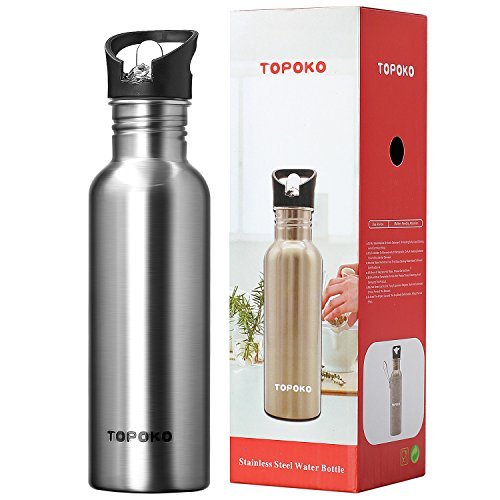 TOPOKO 25oz Single Wall Steel Bottle BPA Free, Boil Safe Survival Flask