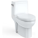 Elongated One-Piece Toilet with Soft-Close Seat, ADA Comfort Height, Dual Flush Top Buttons (3/4.8 LPF), Water Efficient Mode