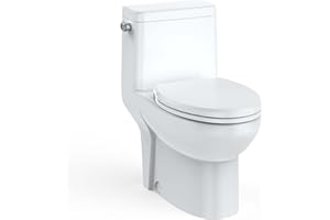 Garvee Elongated One Piece Toilet, 1.27 Gpf Water Efficient Side Flush, Left-Hand Trip Lever, Soft Closing Seat & Comfort Hei