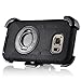 For Samsung Galaxy S7 EDGE Case (Not for S7), PlusMall Rugged Shockproof Hybrid Protective Case Back Cover with Swivel Belt Clip Hard Holster Defender Case Ring Rotating Kickstand (Black)