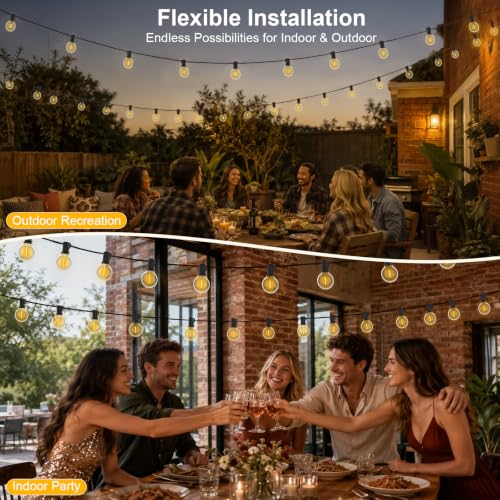 FARNY LED Outdoor Light Chain 30M/100FT G40 50+2 IP45 Waterproof Garden Lights, 24 V Warm White Light Chain for Garden, Wedding/Home/Coffee/Gazebo