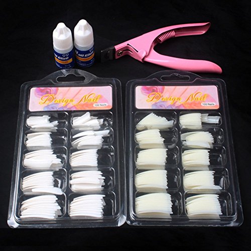Fashion Zone 5 in1 Nail Art Basic DIY Set Artificial French Nail Tip False Nail tips Clipper Glue Tools