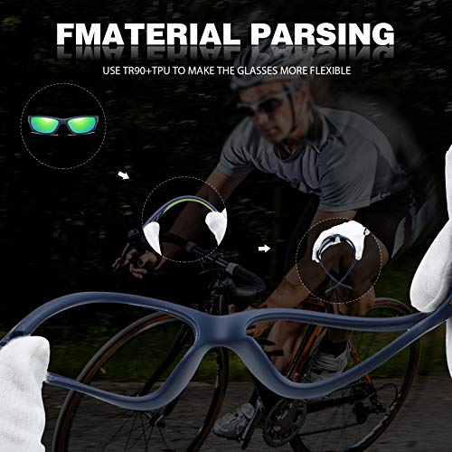 Bevi Men's Polarized Rectangular Wrap Around Cycling Sunglasses TR90