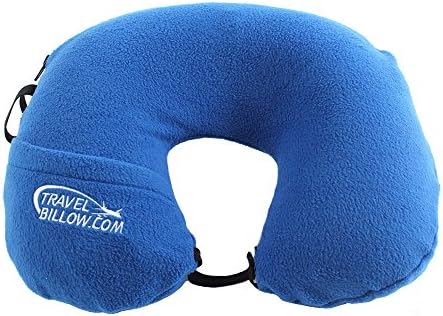 Travel Billow Pillow for Neck Support with Built-In Blanket, Royal Blue
