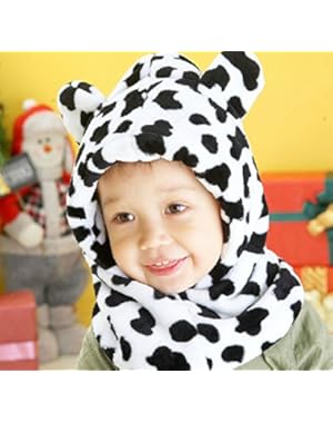 Winter warm bear modeling baby hats lovely Boys and girls hoodies Scarf wool baby hats milk cow
