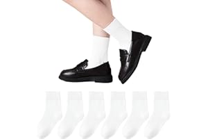 hakugoo Boys Socks Kids Crew Socks Girls Seamless Cotton Socks 6 Pairs Dress Socks Uniform Socks for Kids 3-14 Years