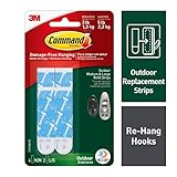 Command Outdoor Refill Strips, 4 medium, 2 large strips, Re-Hang Outdoor Hooks (17615AW-ES)