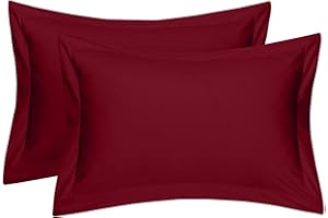 Cotton Delight King Pillow Shams Set of 2, Burgundy 100% Natural Cotton 600 Thread Count Premium Pillow Covers with 2 Inch Flange, 20 x 40 inch