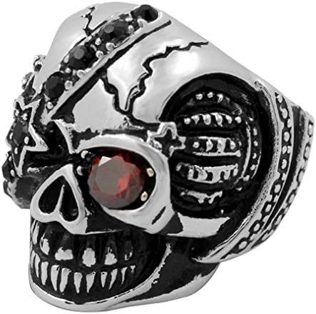 Vintage Gothic Skull Biker Stainless Steel Mens Ring (Skull-4, 12)
