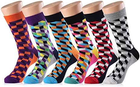 Men’s Art Patterned Colourful Funny Casual Combed Cotton Novelty Crazy Cool Socks Pack 2018 (Color 3)