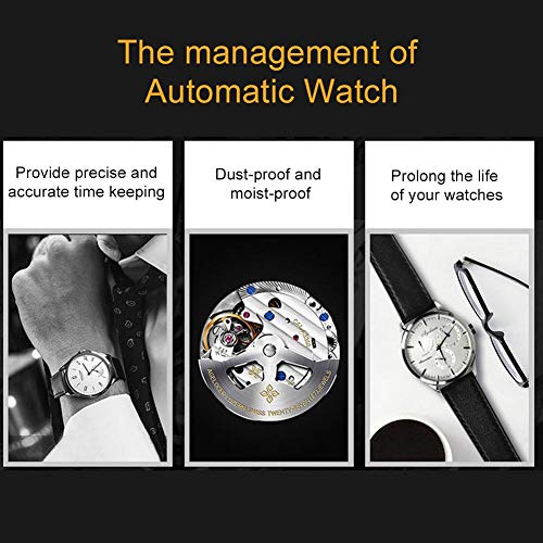 TMISHION Watch Winder Box, 4 Automatic Watches + 6 Grids Watch Storage Case Quiet Motor Multiple Rotation(Black+US Plug)