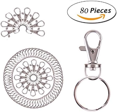 80Pcs Lobster Clasps Metal Swivel Lanyard Snap Hook with Key Rings,Key Attachment Jewelry DIY Ring Manual art Keychain (Small)