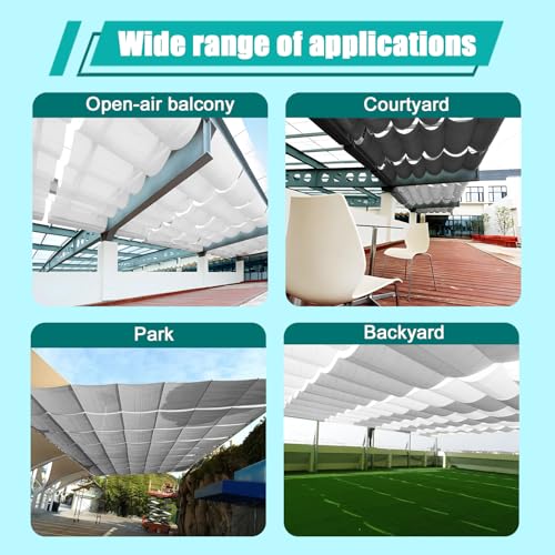 Extendable Wave Sun Sail, HDPE Sun Protection Pergola Replacement Shade Cover, Adjustable Protection Against UV Rays Awning, Adjustable Sun Sail for Balcony, 0.6 x 3 m, Dark Grey