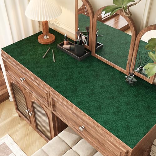 VEELIKE Self-Adhesive Wallpaper Vintage Green Velvet Texture Wallpaper Dark Green Fabric Adhesive Foil Velvet and Felt Foil for Furniture Bedroom Jewelry Boxes Drawers 40cm × 300cm