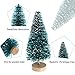 Sumind 72 Pieces Mini Christmas Trees Bottle Brush Trees Plastic Artificial Winter Sisal Mini Pine with Wooden Base Snow Frost Tree Tabletop Tree for Christmas Decoration Gift and Display