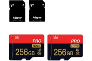 2 Pack 256GB Micro Memory Card Class 10 Memory Card with Adapter High Speed TF Card for Tablet,Camera,Drone
