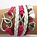 Willtoo DIY Style Jewelry fashion Leather Cute Infinity Charm Bracelet (Hot Pink)