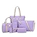 H&X Womens 6 Pcs Shoulder Bags Top-Handle Handbag Tote Purse Set