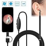 USB Otoscope, Myriann Ear Clean Endoscope 1.3MP Digital Ear Scope Inspection Camera with 6 LEDs, Earwax Cleaning Tool for Mirco USB & USB-C Android Phone Tablet, Windows & Macbook OS Computer - 6.56ft