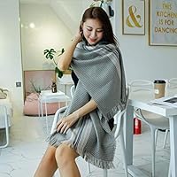 LLSDLS Ladies Fashion Plaid Imitation Cashmere Scarf Shawl Student Bib Shawl Autumn and Winter Warm Wind Shawl (Color : Gray Grid, Size : 200cm)