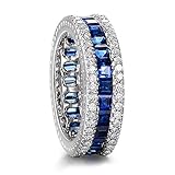 Junxin Jewelry 28 sapphire +50 White Cz 7.3MM White Gold Wedding Ring