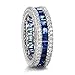 JunXin jewelry 28 sapphire +50 White Cz 7.3MM White Gold Wedding Ring