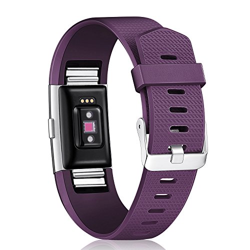 Hotodeal Genuine Leather Band Compatible With Fitbit Charge 2 - Brown With Rose Gold Buckle