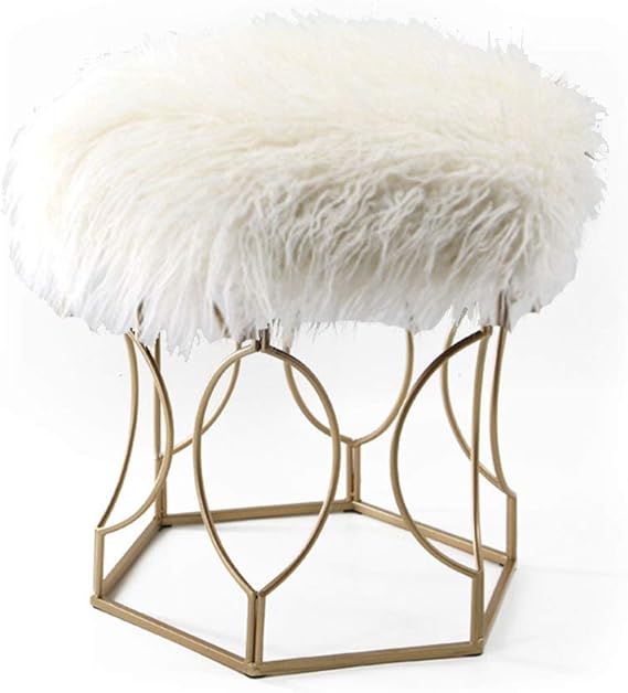 Calyvina Home Long Fluff Vanity Stool Beauty Stool Makeup