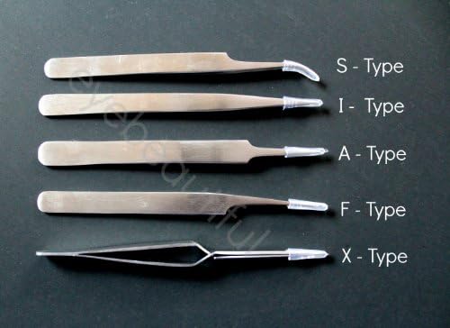 Eyelash Extension Professional Straight & Curved Tweezers (A- Type Tweezers) by iBeautiful