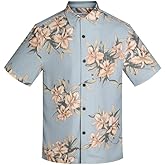 Havana Breeze Men's Hawaiian Shirts Silk and Cotton Blend Button Down Short Sleeve Tropical Print Camp Shirts