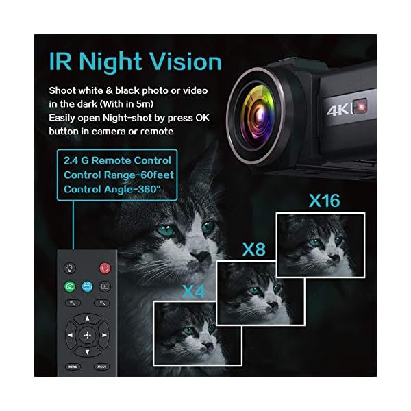 Video Cámara 4K 60FPS Ultra HD 48MP YouTube Vlogging WiFi IR - Imagen 7