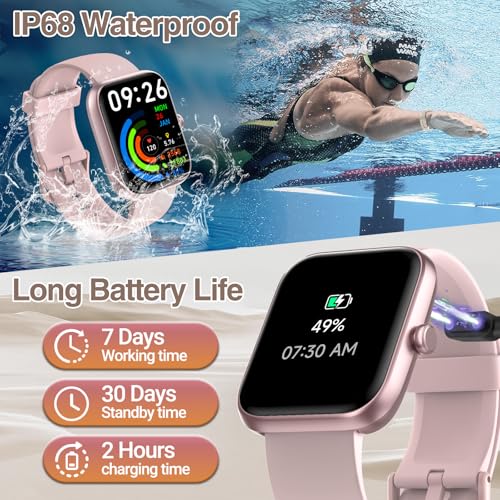 Smart Watch for Men Women with Bluetooth Call,Alexa Built-in Smartwatch,1.83"DIY Dial Fitness Watch with Sleep Heart Rate SpO2 Monitor,100+ Sport Mode,IP68 Waterproof Watch Compatible with Android iOS