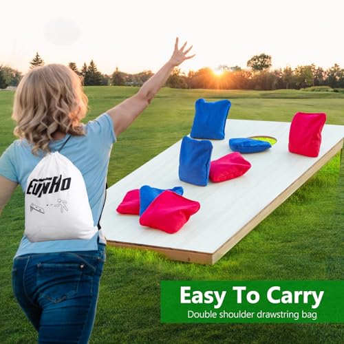 EunHo Cornhole Bean Bags Set of 8 Weather Resistant & Regulation Professional Size/Weight for Cornhole Games with Carry Bag