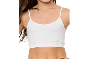 Malibu Sugar Girl Bra Camisole Crop Cami Training Bras for Girls - Spaghetti Strap Seamless Comfort One Size Fits Girls 10-14