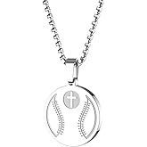 HOFOYA Sports Athletes Necklace with Inspiring Bible Quote from Phil 4:13 Baseball Basketball Football Soccer Volleyball Pendant Jewelry Gift for Men Teen boys girls,Christ Baptist gifts.